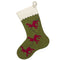 Red Reindeer Hand Felted Wool Green Christmas Stocking Arcadia Home